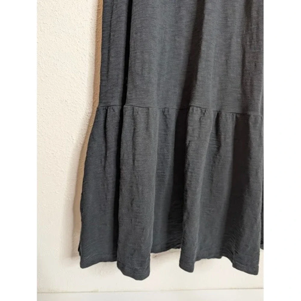 J Crew Womens XL Black Flutter Sleeve Tiered Midi Dress Boho Classic 100% Cotton - Picture 3 of 6